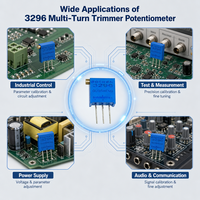 Potentiomètre de réglage HW DB-3296 latéral, 30 tours, tolérance 10 %, montage compact sur circuit imprimé, céramique métallique, équipement de communication, personnalisé OEM ODM