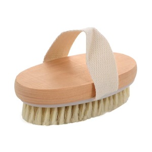 Brosse corporelle sèche en bois de hêtre avec poils de sanglier doux et durs, brosse de bain en forme de fleur pour exfolier la graisse du dos - Product Image 2