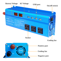 Convertisseur de puissance Lvyuan 12v 24v vers 110v 120v 1000w 2000w Convertisseur de puissance à onde sinusoïdale pure multi-prises avec 4 ports USB