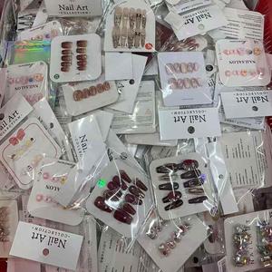 Lot de 10 faux ongles en acrylique faits main, motifs aléatoires, haute qualité, pour salons de manucure - Product Image 5