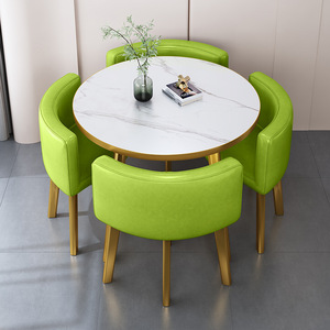 Ensemble <span class=keywords><strong>de</strong></span> salle à manger moderne <span class=keywords><strong>de</strong></span> 5 pièces avec 1 table et <span class=keywords><strong>4</strong></span> <span class=keywords><strong>chaises</strong></span>, table ronde avec <span class=keywords><strong>4</strong></span> <span class=keywords><strong>chaises</strong></span> - Product Image 4