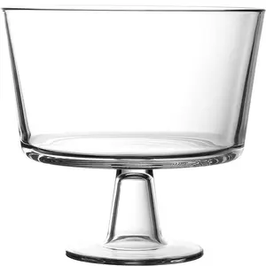 Modern Design Kristalhelder Glas Trifle Bowl Met Voetstuk Ronde Dessert Display Stand Voor Het Leggen Van Cakes
