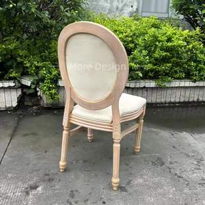 Chaise de <span class=keywords><strong>salle</strong></span> à manger ronde en bois massif roi Louis XV bistro pour événements style français ferme antique en bois rond en rotin - Product Image 2
