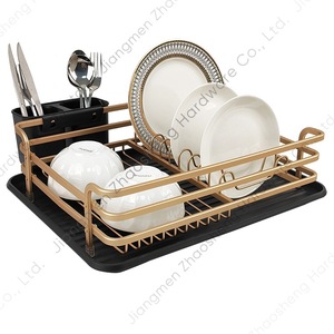 Escurridor de Platos de Aluminio con Bandeja, Secado Rápido, Diseño Cuadrado para Platos, Tazones y Utensilios, Organizador de Encimera de Cocina - Product Image 1