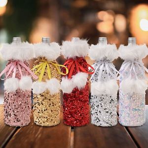 Custom Ornament Available in Stock <b>Glitter</b> Christmas Decoration Supplies Wine Bottle Cover - Product Image 1