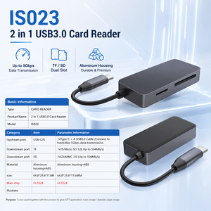 Lector de Tarjetas USB C Tipo A 2 en 1 de Doble Conector, Alta Velocidad 5Gbps, Adaptador de Lector de Tarjetas de Memoria <span class=keywords><strong>Micro</strong></span> <span class=keywords><strong>SD</strong></span> TF de Aluminio con Cable para PC - Product Image 2