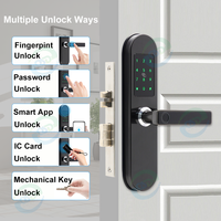 Serrure intelligente contrôlée Tuya TTlock avec capteur d'empreintes digitales à clavier tactile Serrure de porte d'accès à carte RFID intégrée pour porte en bois et acier