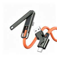 Câble de charge FireWire 1394 portable et pliable, conception rétractable, connecteurs nickelés, matériau PVC pour appareils mobiles