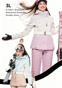 <span class=keywords><strong>Pantalon</strong></span> de <span class=keywords><strong>ski</strong></span> salopette femme personnalisé imperméable color block rose <span class=keywords><strong>noir</strong></span> softshell coupe ajustée pour snowboard - Product Image 4