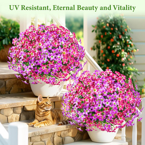 Ramo de Flores Artificiales de 30cm-100cm de Altura, Simulación de Eucalipto y Gloría de la Mañana en Plástico, para Decoración de Interiores y Exteriores - Product Image 3