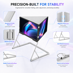 จอเกมมิ่งพกพา OEM Quad ขนาด 18.5 นิ้ว แบบสามจอ พร้อมพอร์ต usb-c สำหรับแล็ปท็อป, จอมอนิเตอร์เสริมสำหรับตรวจสอบคุณภาพอากาศ, ps5, xbosx, ความละเอียด 2.5k QHD สีเงิน - Product Image 3