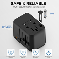 Fabrika Toptan Dünya Seyahat Adaptörü 10A Saf Bakır PD45W Hızlı Şarj Cihazı 2 Tip-C+USB-A Çoklu Ülkeler İçin Seyahat Adaptörü