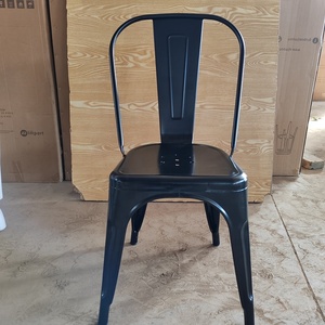 Chaise de salle à manger pour extérieur style industriel vintage empilable en fer <span class=keywords><strong>noir</strong></span> métal restaurant café bistro dîner - Product Image 4