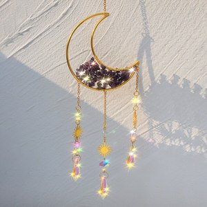 Atrapasol de Cristal con Ojo Turco, Colgante de Piedra Natural, Campana de Viento, Cristal de Roca, Prisma de Cristal, Generador de Arcoíris para Decoración del Hogar - Product Image 5