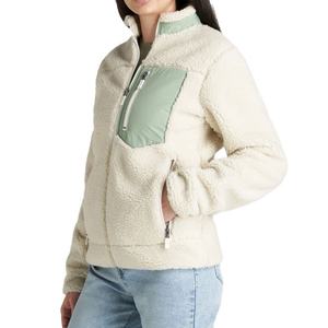 Chaquetas de Invierno al por Mayor, Chaqueta de Manga Larga con Bloques de Color, Sudadera de Forro Polar, Chaqueta Personalizada con Cremallera Completa para Mujer - Product Image 4