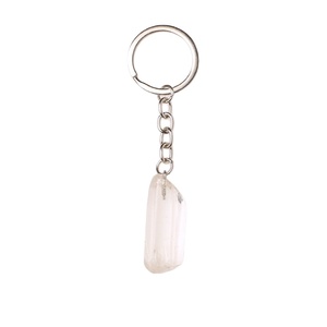 DIY Polishing White Crystal Key Rings Chains Natural Stone Charms Keychains Healing Crystal Keyrings