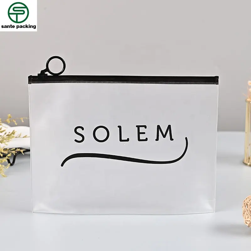 Bolsa de plástico impermeable con cremallera transparente para mujer, bolsa de PVC con logotipo personalizado de viaje, bolsa de maquillaje transparente