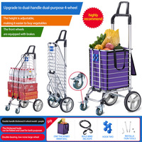 Jielai 6/8 roues pliable voiture tirée à la main en alliage d'aluminium pliant supermarché chariot d'épicerie