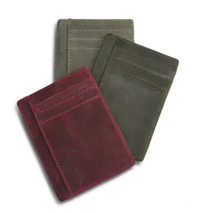 High quality front pocket money clip RFID men slim leather clip wallet multi card holder for men