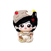 Poupée en peluche personnalisée Ours à carreaux avec béret et barboteuse crème, brodée, objet de collection, cadeau pour fans, vente en gros