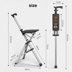 Bastón Plegable Médico ARY con Asiento <span class=keywords><strong>para</strong></span> Personas Mayores, Bastón Ligero con Asiento <span class=keywords><strong>para</strong></span> Uso en Exteriores y Viajes - Product Image 1