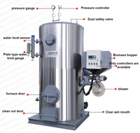 Nouvelle chaudière à vapeur verticale à biomasse à faible coût pour l'industrie, 300-2000 kg/h, pour machine de nettoyage à sec