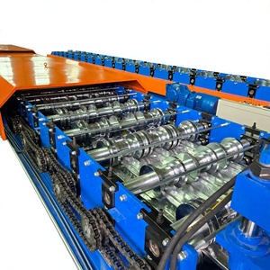 เครื่องขึ้นรูปลอนหลังคาเหล็กเคลือบสีแบบสองชั้น 380V 5.5KW อัตโนมัติปรับแต่งได้ - Product Image 1