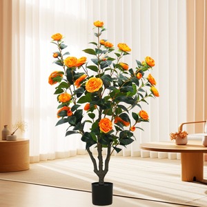 Nuevo diseño Planta Flor artificial Camelia artificial Color rojo Flores de seda Árbol artificial Camelia al por mayor - Product Image 1