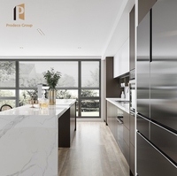 Ensemble de meubles de cuisine modernes en stratifié brillant effet marbre, sur mesure, modulaires, en kit, panneaux MDF, design australien