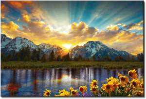 Realism Nature Landscape Canvas Wall Art Design personalizzato stampato per soggiorno a medio olio per la vita quotidiana - Product Image 3