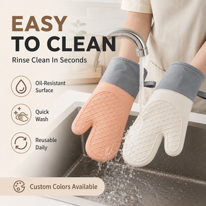 Gants en silicone épais à double couche, résistants à la chaleur, isolants, pour four à micro-ondes, cuisson, avec deux doigts libres, compatibles lave-vaisselle - Product Image 6