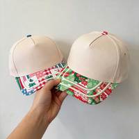 Gorras de Béisbol de 5 Paneles con Logotipo Personalizado, Gorras Trucker Navideñas con Visera de Retazos, Gorra Estructurada Bordada con Copo de Nieve Festivo, OEM al por Mayor