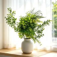 Plantes vertes artificielles pour mariage, rotin en plastique, style naturel, décorations de mariage sur le thème de la forêt, matériaux floraux pour hôtels