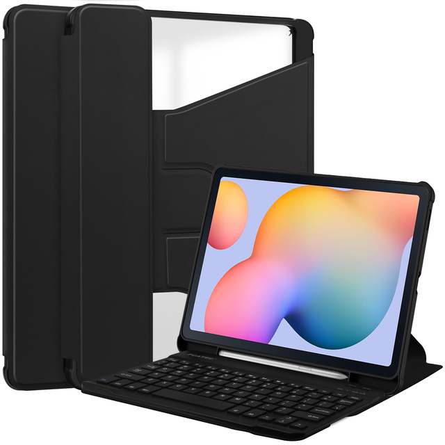 Transparent 360° Rotary Protective Case Wireless Keyboard for Samsung Galaxy Tab S6 Lite 2024 Charging Compatible Tablet