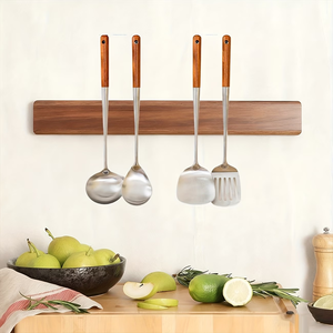 Porte-couteaux magnétique en <span class=keywords><strong>bois</strong></span> avec une double rangée puissante et une bande de <span class=keywords><strong>support</strong></span> en <span class=keywords><strong>bois</strong></span> de noyer robuste - Product Image 5
