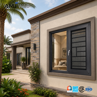 Ventana Abatible con Aislamiento Térmico y Vidrio Templado, Tamaños Estándar, Ventanas Abatibles Pequeñas de Aluminio para Nigeria
