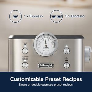 Machine à expresso De'Longhi Classic Signature 15 bars avec <span class=keywords><strong>pompe</strong></span> italienne, fonctions vapeur et cappuccino, plateau d'égouttement réglable et affichage visuel - Product Image 6