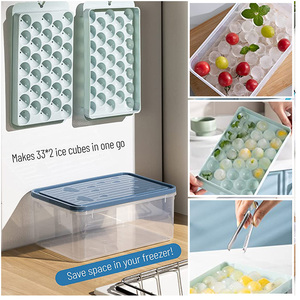 RAYBIN 33 Cavity Circle <span class=keywords><strong>Round</strong></span> Ball Eis schale Kunststoff <span class=keywords><strong>Ice</strong></span> Ball Maker Form Eiswürfel schale für Gefrier schrank mit Deckel und Schaufel - Product Image 5