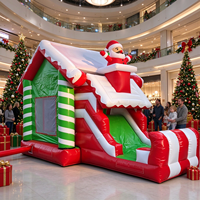 Aire de jeux gonflable sur le thème du Père Noël avec toboggan, château gonflable en PVC robuste pour les anniversaires et les fêtes de Noël des enfants