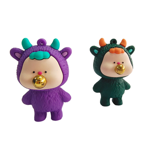 Cute Bubble Blowing Dragon PVC Figurine Keychain Cartoon Animal <b>Doll</b> Bag Pendant Decor <b>Accessory</b> - Product Image 1