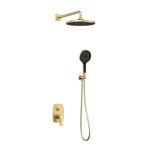 <span class=keywords><strong>Soffione</strong></span> doccia a pioggia in oro spazzolato valvola a scomparsa palmare miscelatore doccia Set - Product Image 2