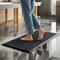 Tapis de cuisine antidérapant et anti-fatigue rembourré imperméable UKISS, motif quadrillé, en PVC avec support en mousse - Noir 17,3x28 pouces pour la cuisine