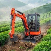 Mini-excavatrice compacte diesel à chenilles en caoutchouc, best-seller, pour petites exploitations agricoles et jardins