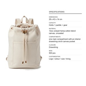 Sac à dos de randonnée en mélange de chanvre pour pickleball, capacité 1 raquette 12 oz, non teint, logo personnalisé, vente en gros, sac à dos pour raquettes de tennis et de padel - Product Image 6