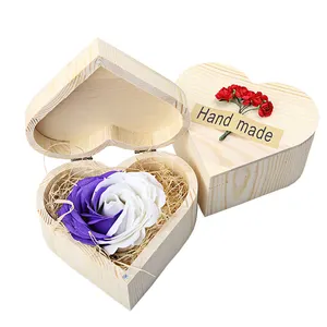 Fashion Wooden Jewelry DIY Love Heart Shape Box Case Storage Decor Crafts Wood Packaging Boxes