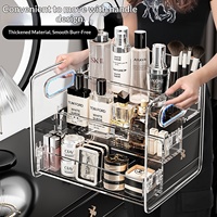 Boîte de rangement cosmétique transparente multicouche avec poignée, organiseur de maquillage pour coiffeuse et chambre à coucher