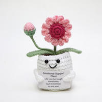 Pot Bunga Rajut Tangan Motif Bunga Matahari, Daisy, Lavender, Hiasan Tanaman Anyaman, Dekorasi Rumah Bunga Buatan yang Lucu, Hadiah