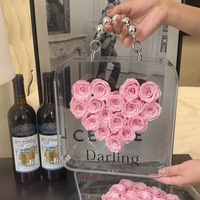 Rose éternelle romantique dans une boîte portable, cadeaux de la Saint-Valentin pour les filles, roses conservées en forme de cœur