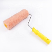 Cepillo de rodillo de poliéster con mango de plástico amarillo de grado Industrial DIY MAXMAN para aplicación de pintura de pared doméstica