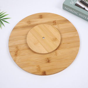 Plateau tournant en bambou, plateau rond en bois pour la présentation de desserts et de fruits, usage hôtelier et restaurant - Product Image 2